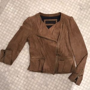 Zara Suede Camel Peplum Jacket